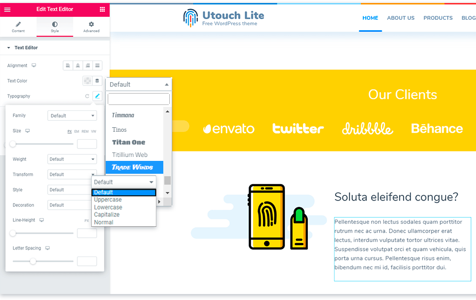 Utouch Lite Typography